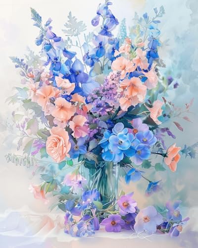 Taxpy DIY Malen Nach Zahlen Set（Kein Rahmen） 30x40cm Blumen In Einer Vase Ölgemälde-Sets Auf Leinwand Mit Pinseln Und Acrylpigment，Für Die Heimdekoration von Taxpy