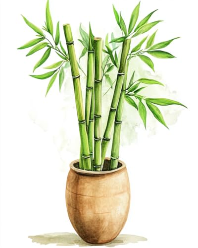 Taxpy DIY Malen Nach Zahlen Set（Kein Rahmen） 30x40cm Grüner Bambus Im Blumentopf Malen-Nach-Zahlen-Sets Für Erwachsene，Einfaches Acrylpigment，Zeichnung，Malerei，Wanddekoration Für Zuhause von Taxpy
