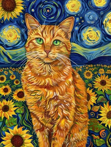 Taxpy DIY Malen Nach Zahlen Set（Kein Rahmen） 30x40cm Katzentier Und Sternenhimmel Digitales Malen Auf Leinwand，Acrylpigment-Sets Für Die Wanddekoration Für Zuhause Als Geschenk von Taxpy