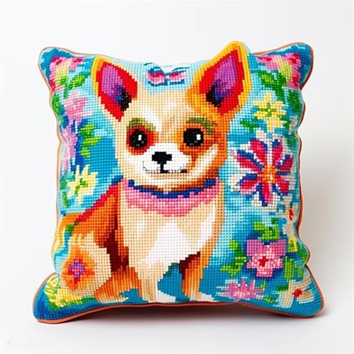 Taxpy Diy Knüpfen Set Anfänger Hunde Und Blumentiere Klinkenhaken-Kissen-Kit Anfänger Erwachsene Teenager Geschenk Stickerei Heimdekoration 17x17in Taxpy Diy Knüpfen Set Anfänger Hunde Und Blumentiere Klinkenhaken-Kissen-Kit Anfänger Erwachsene Teenager Geschenk Stickerei Heimdekoration 17x17in von Taxpy
