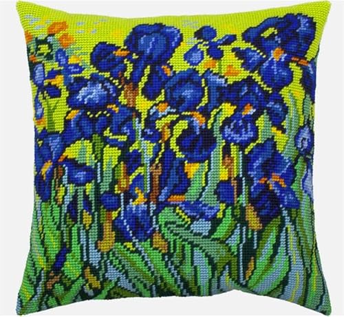 Taxpy Diy Knüpfen Set Erwachsene Van Gogh Iris Kissenbezug, Stickset, Knüpfhaken-Set Für Teenager, Erwachsene Oder Anfänger 17x17in von Taxpy