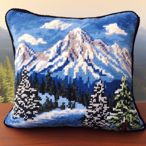 Taxpy Diy Knüpfen Set Schnee Berg Wald Landschaft Riegel Haken Kissen Kit Anf?nger Erwachsene Kinder Geschenk Stickerei Home Dekoration 17X17In B Taxpy Diy Knüpfen Set Schnee Berg Wald Landschaft Riegel Haken Kissen Kit Anf?nger Erwachsene Kinder Geschenk Stickerei Home Dekoration 17X17In B von Taxpy