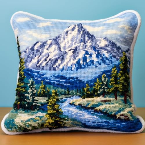 Taxpy Diy Knüpfkissen Mit Vordruck Schnee Berg Wald Landschaft Kissenbezug N?hen Herstellung Kits Diy H?kelgarn Kits Stickerei Kits 17X17In B Taxpy Diy Knüpfkissen Mit Vordruck Schnee Berg Wald Landschaft Kissenbezug N?hen Herstellung Kits Diy H?kelgarn Kits Stickerei Kits 17X17In B von Taxpy