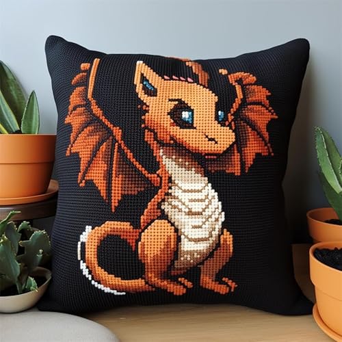 Taxpy Diy Knüpfkissen Set Fantasie-Drachen-Knüpfsets, Kissen, Bedrucktes Kissen, Häkelgarn, Stickerei, Handarbeiten 17x17in Taxpy Diy Knüpfkissen Set Fantasie-Drachen-Knüpfsets, Kissen, Bedrucktes Kissen, Häkelgarn, Stickerei, Handarbeiten 17x17in von Taxpy
