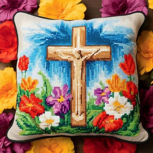 Taxpy Diy Knüpfkissen Set Kreuz Und Blumen Diy-Kissenbezug,Sofakissenbezug Mit Bedruckter Leinwand Für Anf?nger Kinder Erwachsene 17X17In B Taxpy Diy Knüpfkissen Set Kreuz Und Blumen Diy-Kissenbezug,Sofakissenbezug Mit Bedruckter Leinwand Für Anf?nger Kinder Erwachsene 17X17In B von Taxpy
