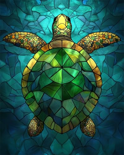 Taxpy Diy Kreuzstichset Mit Perlen Fantasie Schildkröte Tier Diy-Perlenstickerei-Set,Bastelset,Perlenmuster,Handarbeitsset,Heimdeko 50x70cm von Taxpy