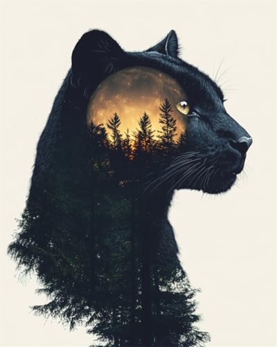 Taxpy Diy Kreuzstichset Mit Perlen Leopardentier Und Bergwald Perlen-Kreuzstich,Perlenstickerei,Diy-Wandbehang,3D-Perlens-Set 50x70cm von Taxpy