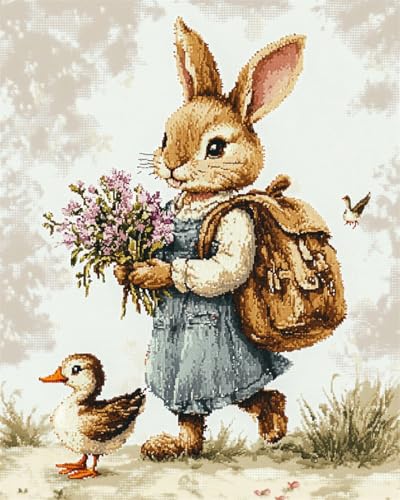 Taxpy Diy Kreuzstichset Mit Perlen Perlenstickerei-Set Mit Cartoon-Kaninchen,Fantasietiere,Kreuzstich-Stickerei Mit Rocailles-Perlen,Nadelspitze,Handarbeit 40x50cm Taxpy Diy Kreuzstichset Mit Perlen Perlenstickerei-Set Mit Cartoon-Kaninchen,Fantasietiere,Kreuzstich-Stickerei Mit Rocailles-Perlen,Nadelspitze,Handarbeit 40x50cm von Taxpy