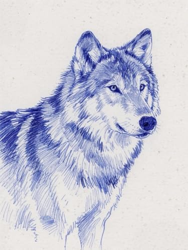 Taxpy Diy Kreuzstichset Mit Perlen Skizze Tier Wolf Diy-Perlenstickerei-Bastelset Für Anfänger,Kreuzstich-Handarbeitsset 60x80cm von Taxpy