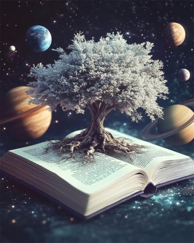 Taxpy Diy Perlenstickerei Set Blumenbaum Im Universum Perlenstickerei-Sets Anime-Landschaft Perlen-Kreuzstich-Sets Perlenmuster Handarbeit Stickerei Handarbeitsset 50x70cm von Taxpy
