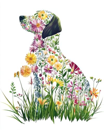 Taxpy Diy Perlenstickerei Set Cartoon-Blumen-Welpen Perlen-Kreuzstich, Perlenstickerei, Diy-Wandbehang, 3D-Perlens-Set 30x40cm von Taxpy
