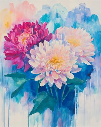 Taxpy Diy Perlenstickerei Set Fantasie-Chrysanthemenblüten Mosaikperlen-Stickerei, Handgefertigte Perlen, Kreuzstich-Sets, Geschenk Für Freunde 30x40cm von Taxpy