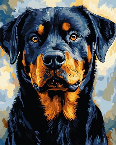 Taxpy Diy Perlenstickerei Set Rottweiler Hund Tier Diy-Perlenstickerei-Set, Bastelset, Perlenmuster, Handarbeitsset, Heimdeko 30x40cm von Taxpy