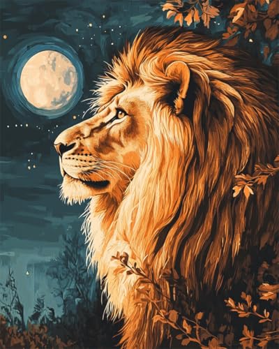 Taxpy Diy Stickbilder Erwachsene Anime Löwe Und Mond Perlen-Kreuzstich-Set, Perlenmuster, Handarbeit, Stickerei, Handarbeitsset 40x50cm von Taxpy