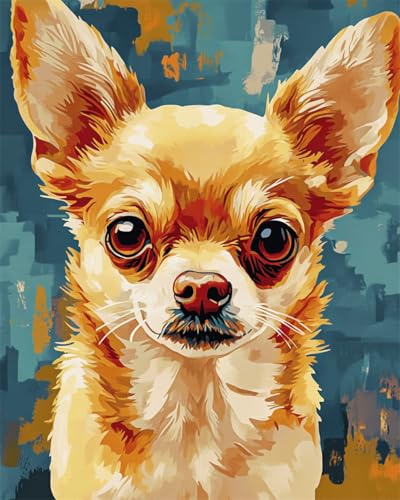 Taxpy Diy Stickbilder Erwachsene Chihuahua Hund Tier Diy-Perlenstickerei, Gestempeltes Perlen-Kreuzstich-Set, Geschenk Für Freunde 40x50cm von Taxpy