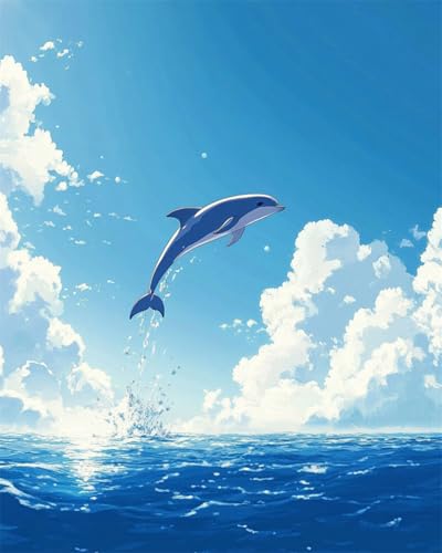 Taxpy Diy Stickbilder Erwachsene Delphin Tier Diy-Perlenstickerei-Bastelset Für Anfänger, Kreuzstich-Handarbeitsset 40x50cm von Taxpy