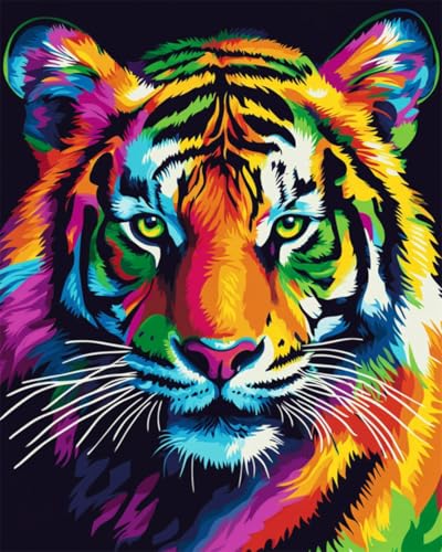 Taxpy Diy Stickbilder Erwachsene Farbiger Tiertiger Diy-Perlenstickerei, Gestempeltes Perlen-Kreuzstich-Set, Geschenk Für Freunde 40x50cm von Taxpy