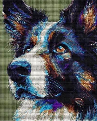 Taxpy Diy Stickbilder Erwachsene Hund Tierportrait Perlen-Kreuzstich,Perlenstickerei,Diy-Wandbehang,3D-Perlens-Set 60x80cm von Taxpy
