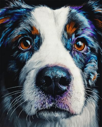 Taxpy Diy Stickbilder Erwachsene Hund Tierportrait Perlen-Kreuzstich-Stickset,Dreidimensionale Stickerei-Perlens,Nadelspitze,Handarbeit 60x80cm von Taxpy