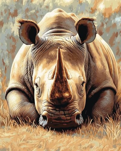 Taxpy Diy Stickbilder Erwachsene Nashorn Tier Perlen-Kreuzstich, Perlenstickerei, Diy-Wandbehang, 3D-Perlens-Set 40x50cm von Taxpy