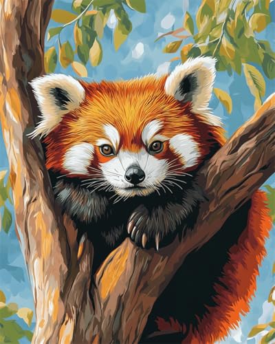 Taxpy Diy Stickbilder Erwachsene Roter Panda Tier Perlen-Kreuzstich-Set, Perlenmuster, Handarbeit, Stickerei, Handarbeitsset 40x50cm von Taxpy