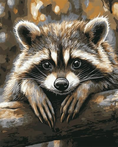 Taxpy Diy Stickbilder Erwachsene Waschbär Tier Mosaikperlen-Stickerei, Handgefertigte Perlen, Kreuzstich-Sets, Geschenk Für Freunde 40x50cm von Taxpy
