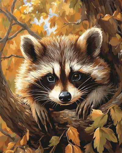 Taxpy Diy Stickbilder Erwachsene Waschbär Tier Perlen-Kreuzstich-Set, Perlenmuster, Handarbeit, Stickerei, Handarbeitsset 40x50cm von Taxpy