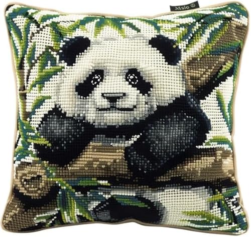 Taxpy Kissenbezüge Knüpfhaken Set mit Kissen, Komplettes Kissenbezug Set für Anfänger, Erwachsene und Kinder, Heimaccessoire, Wandkunst, 43x43cm(Panda-Muster,G) von Taxpy