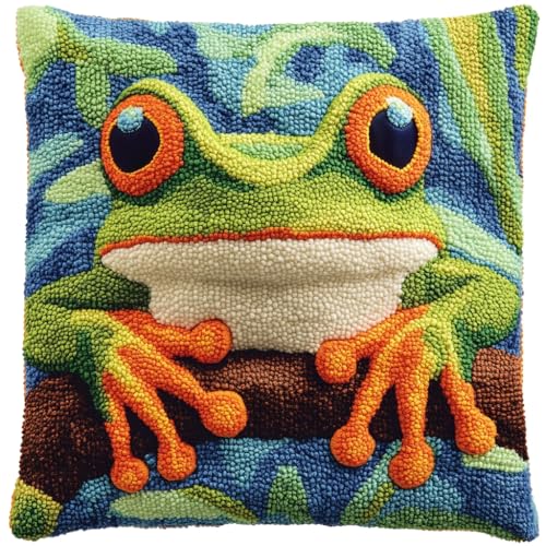 Taxpy Knotting Cushion Set, Tierfrosch Latch Cushion Set for Beginners, DIY Latch Hook Kit, Kissen Knotting Cushion,Knüpfkissen Knüpfset 43 x 43 cm Taxpy Knotting Cushion Set, Tierfrosch Latch Cushion Set for Beginners, DIY Latch Hook Kit, Kissen Knotting Cushion,Knüpfkissen Knüpfset 43 x 43 cm von Taxpy
