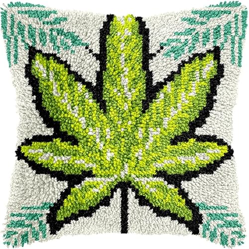 Taxpy Knüpfhaken-Kits für Erwachsene Anfänger Wurfkissenbezug Sofa Kissenbezug Stickerei Set DIY Kreuzstich 43x43cm(Schneeflocke) von Taxpy