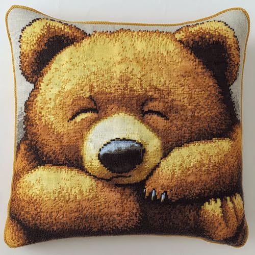 Taxpy Knüpfhaken-Set mit Kissen, Tier Bär Kissenbezug-Set mit ausreichend Wolle für Anfänger, Erwachsene, Heimaccessoire, Wandkunst, 43x43cm Taxpy Knüpfhaken-Set mit Kissen, Tier Bär Kissenbezug-Set mit ausreichend Wolle für Anfänger, Erwachsene, Heimaccessoire, Wandkunst, 43x43cm von Taxpy