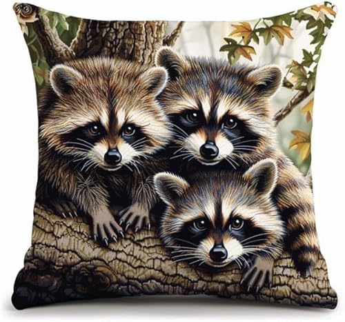 Taxpy Knüpfhaken-Sets für Erwachsene, Tier Waschbär DIY-Kissenbezug, Handarbeit,Latch Hook Kissen Kit Sofakissenbezug, Häkeln für Familie, 43 x 43 cm von Taxpy