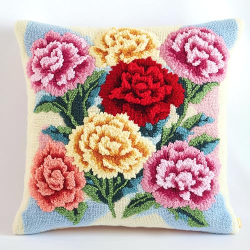 Taxpy Knüpfkissen-Set, Schöne Nelkenblüten knüpfkissen knüpfset, Knüpfsets, Kreuzstich Knüpfkissen, DIY Kissen Knüpfset Mit Anleitung, Stickset, Kissenbezug 43x43cm Taxpy Knüpfkissen-Set, Schöne Nelkenblüten knüpfkissen knüpfset, Knüpfsets, Kreuzstich Knüpfkissen, DIY Kissen Knüpfset Mit Anleitung, Stickset, Kissenbezug 43x43cm von Taxpy