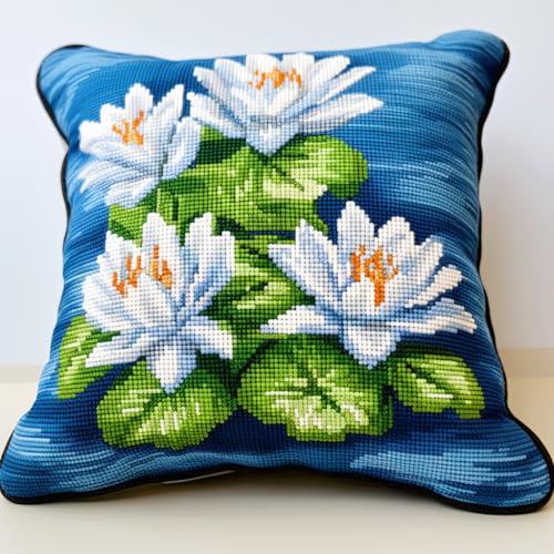Taxpy Knüpfkissen-Set, Weiße Blumen knüpfkissen knüpfset, Knüpfsets, Kreuzstich Knüpfkissen, DIY Kissen Knüpfset Mit Anleitung, Stickset, Kissenbezug 43x43cm Taxpy Knüpfkissen-Set, Weiße Blumen knüpfkissen knüpfset, Knüpfsets, Kreuzstich Knüpfkissen, DIY Kissen Knüpfset Mit Anleitung, Stickset, Kissenbezug 43x43cm von Taxpy