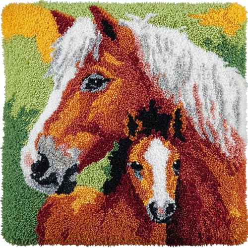 Taxpy Knüpfkissen Set Stute Und Fohlen Pferd 43X43Cm Knüpfkissen Set Für Anfänger Erwachsene Oder Kinder Zum Selber Knüpfen,Diy Knüpfteppich Knüpfpackung Taxpy Knüpfkissen Set Stute Und Fohlen Pferd 43X43Cm Knüpfkissen Set Für Anfänger Erwachsene Oder Kinder Zum Selber Knüpfen,Diy Knüpfteppich Knüpfpackung von Taxpy