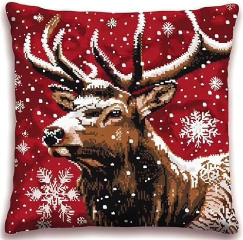 Taxpy Knüpfkissenpackung mit Knüpfhaken Tier Hirsch DIY Knüpfteppich Knüpfpackung,Latch Hook Kissen Kit, Kissen Selber Knüpfen Set, 43x43cm Taxpy Knüpfkissenpackung mit Knüpfhaken Tier Hirsch DIY Knüpfteppich Knüpfpackung,Latch Hook Kissen Kit, Kissen Selber Knüpfen Set, 43x43cm von Taxpy