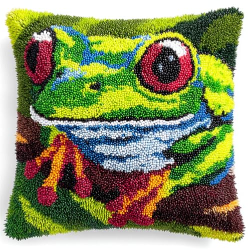 Taxpy Knüpfteppich Zum Selber Knüpf-Sets Mit Kissen Knüpfen-Set Frosch 43X43Cm Kissenbezug-Set Für Erwachsene Und Kinder Latch Hook Kit Heimaccessoire Taxpy Knüpfteppich Zum Selber Knüpf-Sets Mit Kissen Knüpfen-Set Frosch 43X43Cm Kissenbezug-Set Für Erwachsene Und Kinder Latch Hook Kit Heimaccessoire von Taxpy