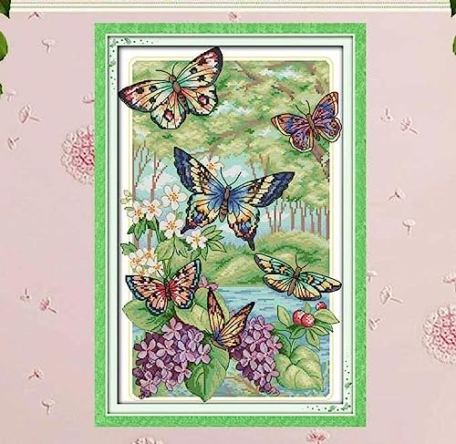 Taxpy Kreuzstich Stickpackungen Vorgedruckt, Muster Mit Schmetterlingen Fliegen Im Wald, 40 X 50 Cm Sticken Set Erwachsene Kreuzstich Bild,Sticken Set Anfänger Für Wandkunst-Heimdekoration Taxpy Kreuzstich Stickpackungen Vorgedruckt, Muster Mit Schmetterlingen Fliegen Im Wald, 40 X 50 Cm Sticken Set Erwachsene Kreuzstich Bild,Sticken Set Anfänger Für Wandkunst-Heimdekoration von Taxpy