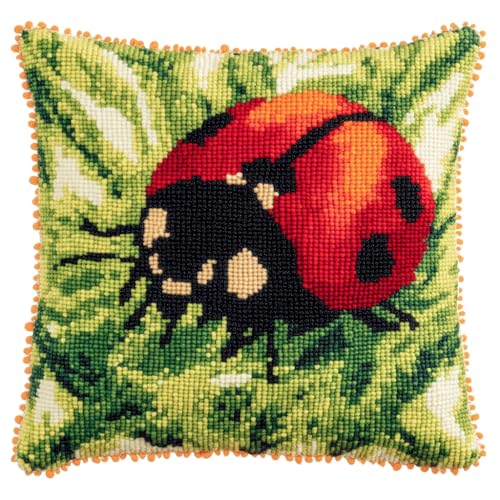 Taxpy Latch Cushion Kits, Cartoon-Marienkäfer Kreuzstich Knüpfkissen Latch Hook Cushion Cover Rug Sets with Pre-Printed Color Pattern Handgefertigtes Kissen 43x43cm Taxpy Latch Cushion Kits, Cartoon-Marienkäfer Kreuzstich Knüpfkissen Latch Hook Cushion Cover Rug Sets with Pre-Printed Color Pattern Handgefertigtes Kissen 43x43cm von Taxpy