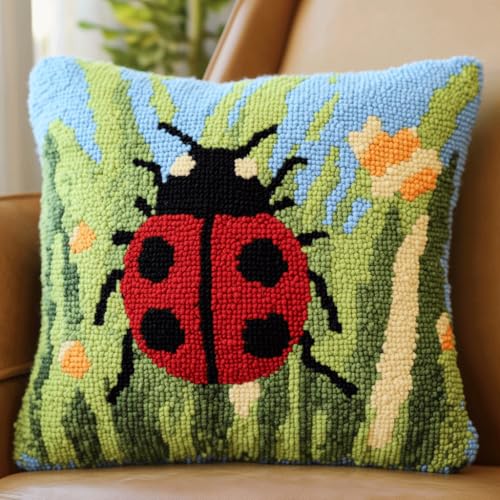 Taxpy Latch Cushion Set, Cartoon-Marienkäfer Latch Hook Cushion Kit DIY Knüpfkissen Knüpfset, Kreuzstich Knüpfkissen Stickerei Knüpf-Sets Kissen Knüpfen Set 43x43cm Taxpy Latch Cushion Set, Cartoon-Marienkäfer Latch Hook Cushion Kit DIY Knüpfkissen Knüpfset, Kreuzstich Knüpfkissen Stickerei Knüpf-Sets Kissen Knüpfen Set 43x43cm von Taxpy