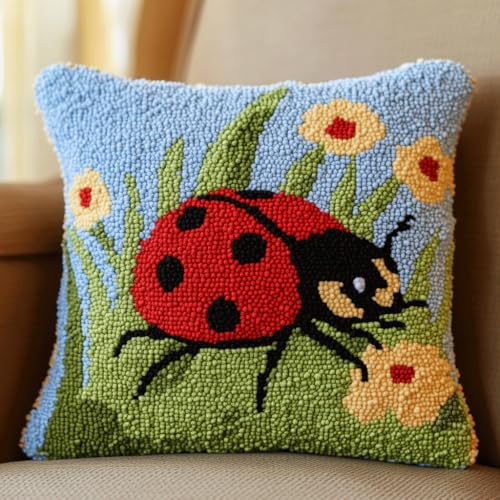 Taxpy Latch Cushion Set, Cartoon-Marienkäfer Latch Hook Cushion Kit DIY Kreuzstich Knüpfkissen Stickerei Knüpf-Sets Kissen Knüpfen Knotting and Weaving Set 43x43cm Taxpy Latch Cushion Set, Cartoon-Marienkäfer Latch Hook Cushion Kit DIY Kreuzstich Knüpfkissen Stickerei Knüpf-Sets Kissen Knüpfen Knotting and Weaving Set 43x43cm von Taxpy