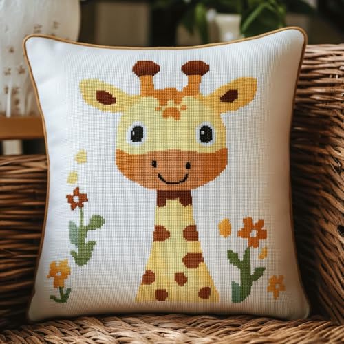 Taxpy Latch Cushion for DIY Knotting Kit, Tiergiraffe Latch Rugs Set Kreuzstich Knüpfkissen knüpfen Kissen Set 43x43cm von Taxpy