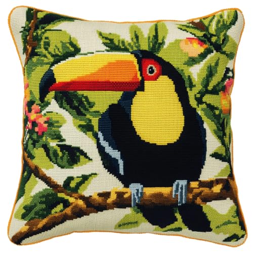 Taxpy Latch Hook Cushion Kit, Vogel auf einem Ast Knüpfkissen Set Knotting and Weaving Set Knüpfpackungen DIY Kissen Knüpfset Knüpfen Embroidery Kit 43x43cm von Taxpy