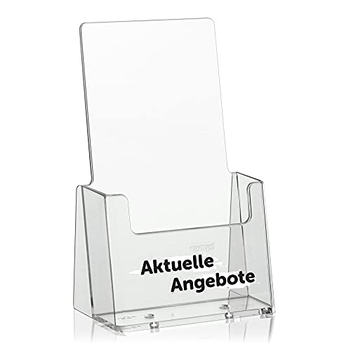 taymar DIN lang DL Flyerständer, Prospekthalter, transparenter Prospektständer, Tischprospektständer inkl. Bedruckung "Aktuelle Angebote" - schwarz - weiß taymar DIN lang DL Flyerständer, Prospekthalter, transparenter Prospektständer, Tischprospektständer inkl. Bedruckung "Aktuelle Angebote" - schwarz - weiß von Taymar