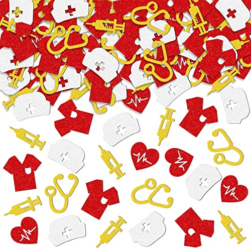 100 Stück Krankenschwester-Konfetti, 2023 Krankenschwester-Konfetti, Rot, Weiß, Gold, Congrats, Krankenschwestern, Abschluss von Tbay