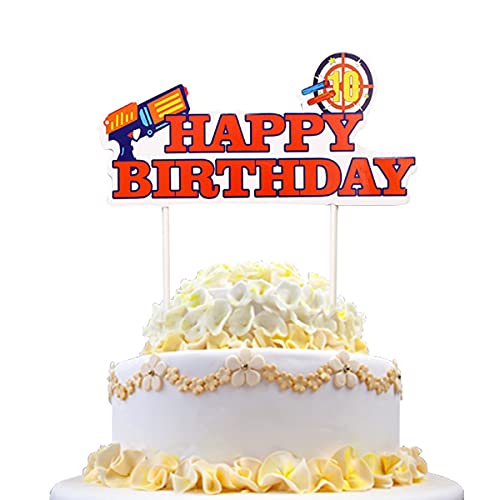 Cake Topper "Happy Birthday" – Kuchendekoration mit Zielscheiben und Pistole, für Jungen, Schießspiele, Partyzubehör für Kinder Cake Topper "Happy Birthday" – Kuchendekoration mit Zielscheiben und Pistole, für Jungen, Schießspiele, Partyzubehör für Kinder von Tbay