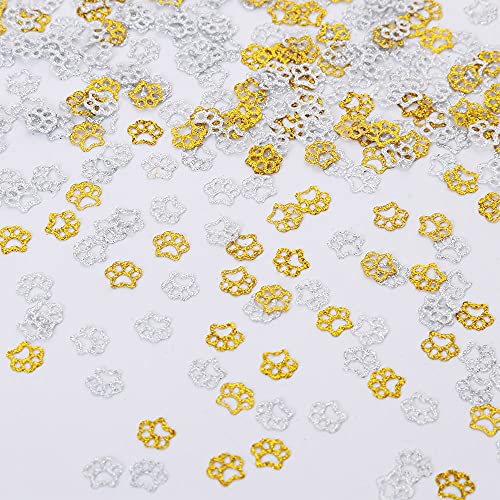 Pfotenabdrücke Konfetti Gold & Silber - Tischdeko für Babyparty, Hochzeit, Tiergeburtstag, Tropischer Dschungel (Gold & Silber) von Tbay