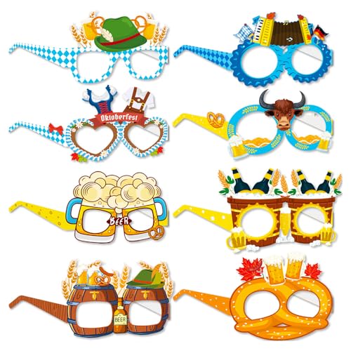 Tbay 8 Stück Oktoberfest Brille aus Papier - Lustiges Kostümzubehör, Bayerische Party-Brille, Requisiten Foto Booth Dekorationen Oktoberfest Tbay 8 Stück Oktoberfest Brille aus Papier - Lustiges Kostümzubehör, Bayerische Party-Brille, Requisiten Foto Booth Dekorationen Oktoberfest von Tbay