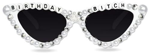 Tbay Geburtstagsbrille für Damen - Weiße Brille mit Strass und Perlen - Glänzendes und originelles Partyzubehör - Lustiges Geburtstags-Geschenk Tbay Geburtstagsbrille für Damen - Weiße Brille mit Strass und Perlen - Glänzendes und originelles Partyzubehör - Lustiges Geburtstags-Geschenk von Tbay