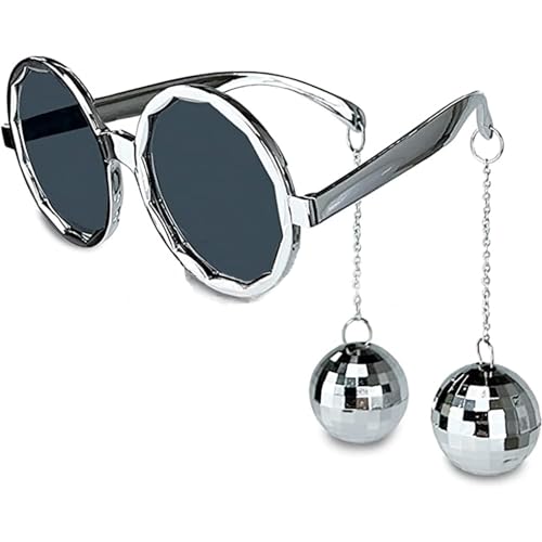 Tbay Retro-Discokugel-Brille, lustige Party-Sonnenbrille, 70er-Jahre, Discokugel-Party, Silberkette, Brille für Frauen und Mädchen, Partygeschenk, Liebhaber, Tbay Retro-Discokugel-Brille, lustige Party-Sonnenbrille, 70er-Jahre, Discokugel-Party, Silberkette, Brille für Frauen und Mädchen, Partygeschenk, Liebhaber, von Tbay